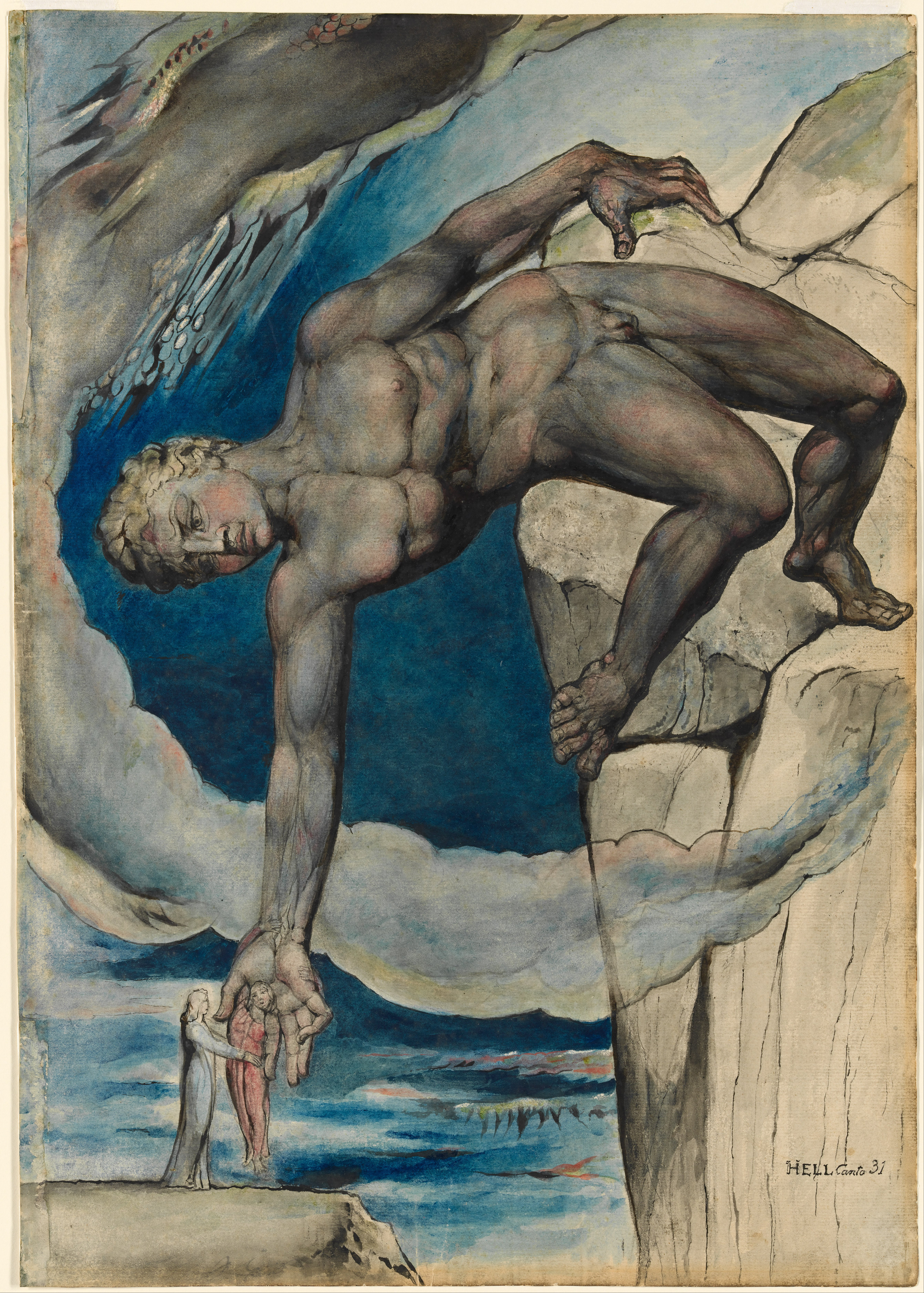 William Blake, Antaeus setting down Dante and Virgil in the Last Circle of Hell