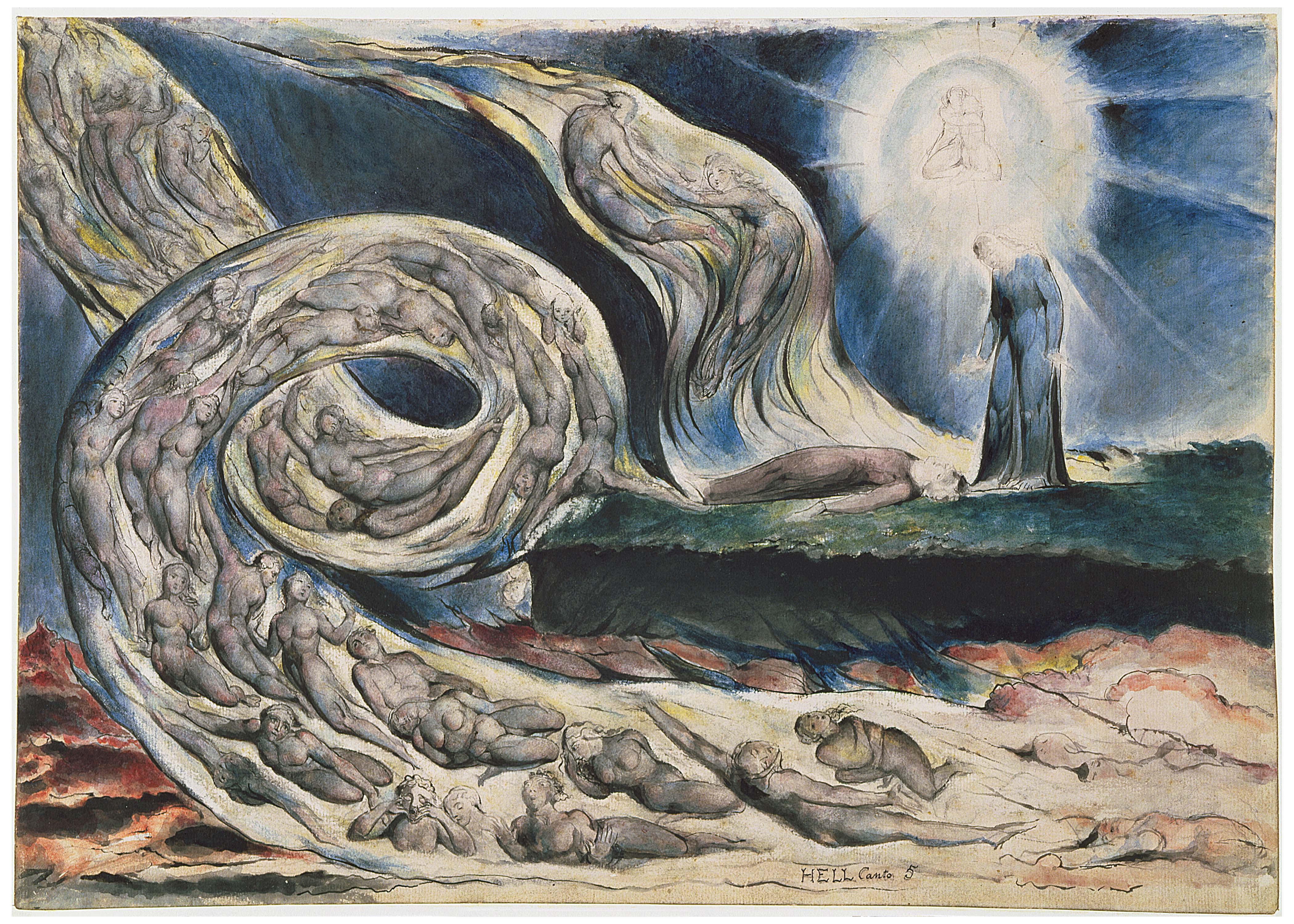 William Blake, The Circle of the Lustful, Francesca da Rimini